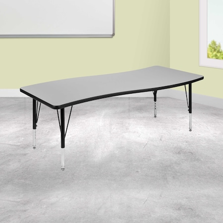 Flash Furniture Rectangle 26 W, 60 L, 25.25 H, Chrome, Laminate, Particleboard, Steel, Grey XU-A3060-CON-GY-T-P-GG